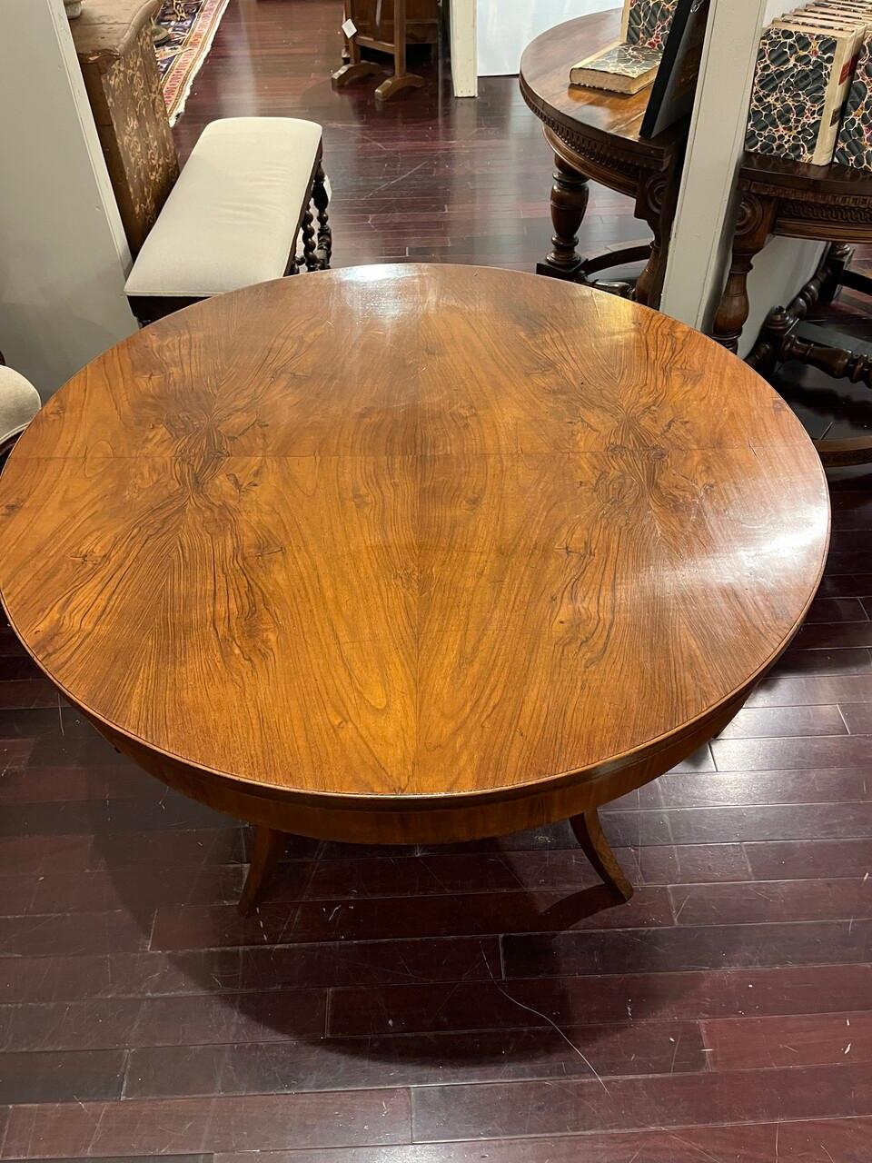 19th Century Italian Centre Table in walnut with single drawer and Cabriolet Legs in very good vintage condition.