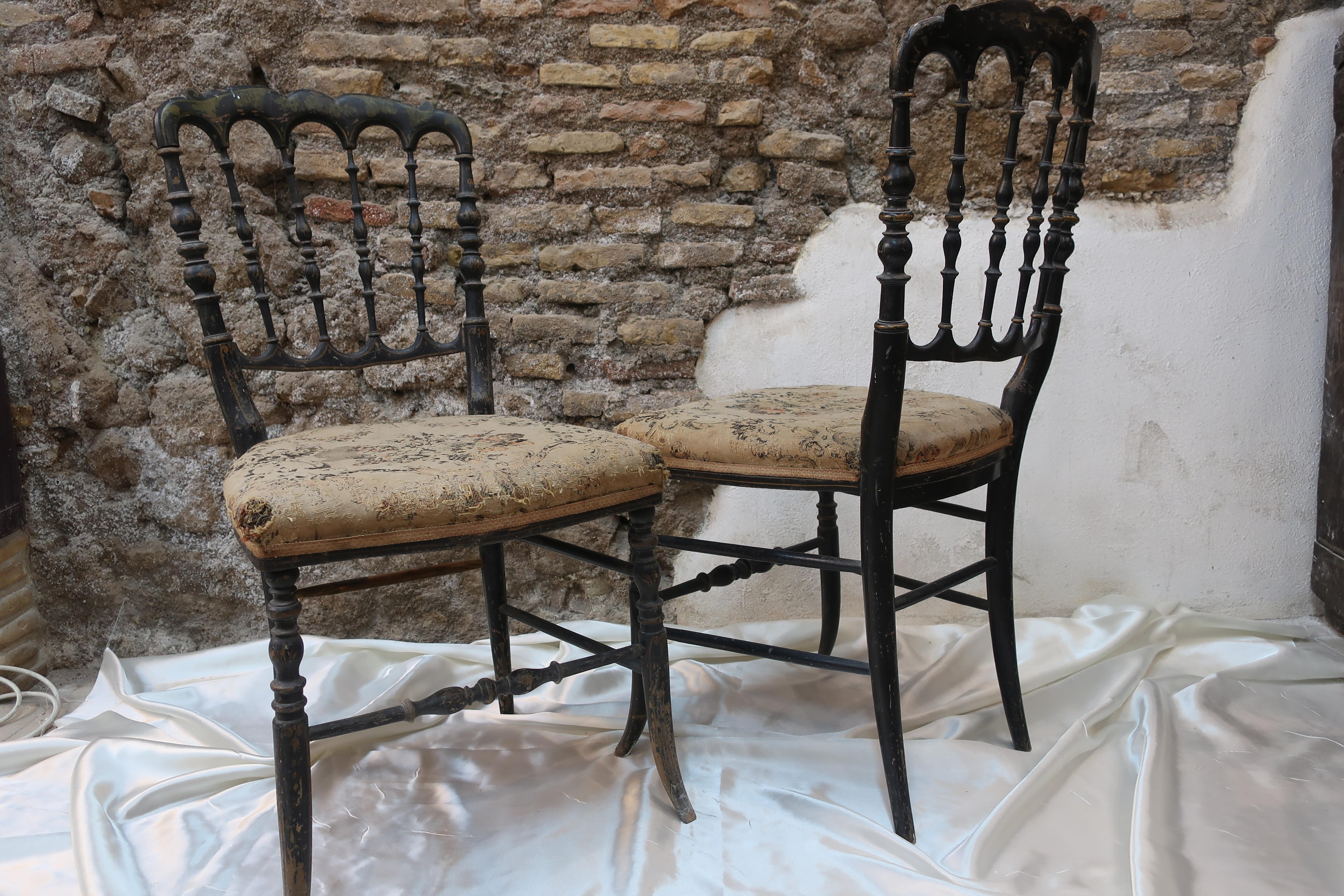 19th century italian Chiavari style pair of chairs For Sale 9