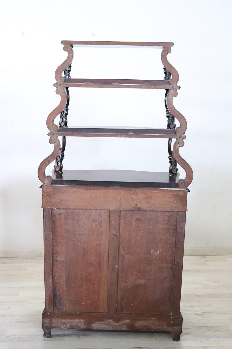 19th Century Italian Charles X Antique Vitrine with Etagere For Sale 5