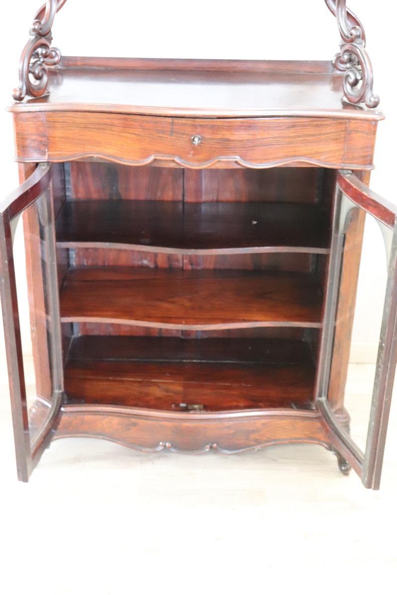 19th Century Italian Charles X Antique Vitrine with Etagere For Sale 2