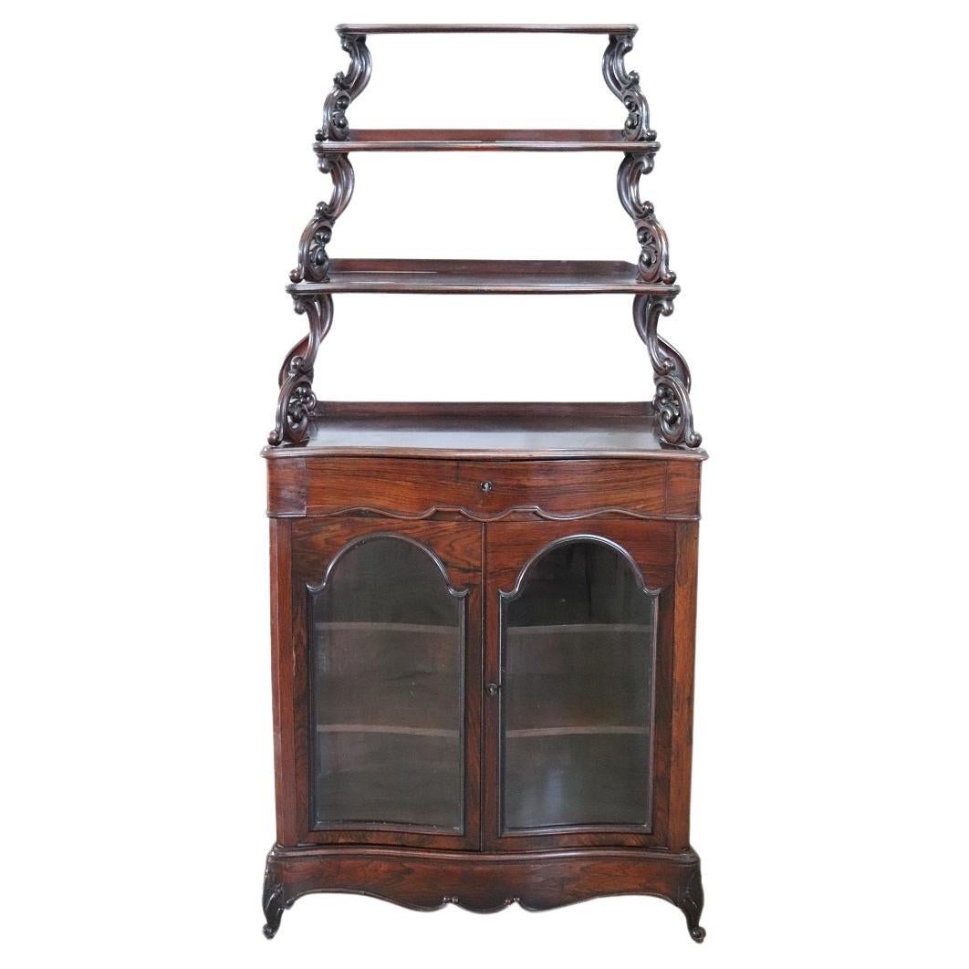 19th Century Italian Charles X Antique Vitrine with Etagere For Sale