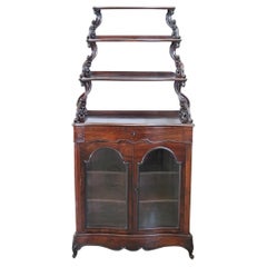 Vitrine italienne ancienne Charles X du 19ème siècle avec étagère