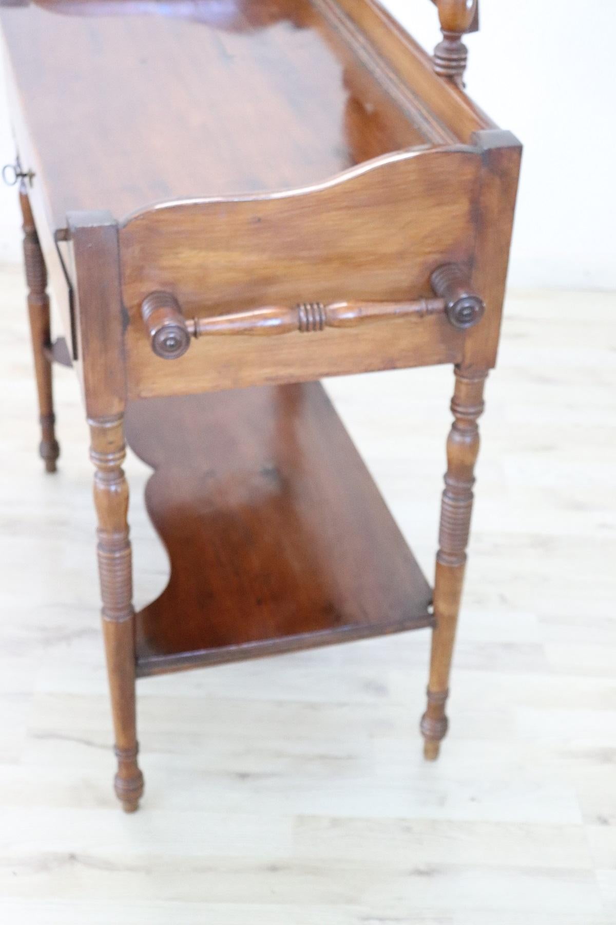 19th Century Italian Charles X Antique Walnut Vanity Table, Vanity Desk 4