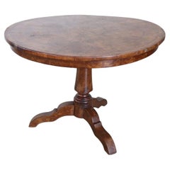 19th Century Italian Charles X Briar Walnut Round Center Table