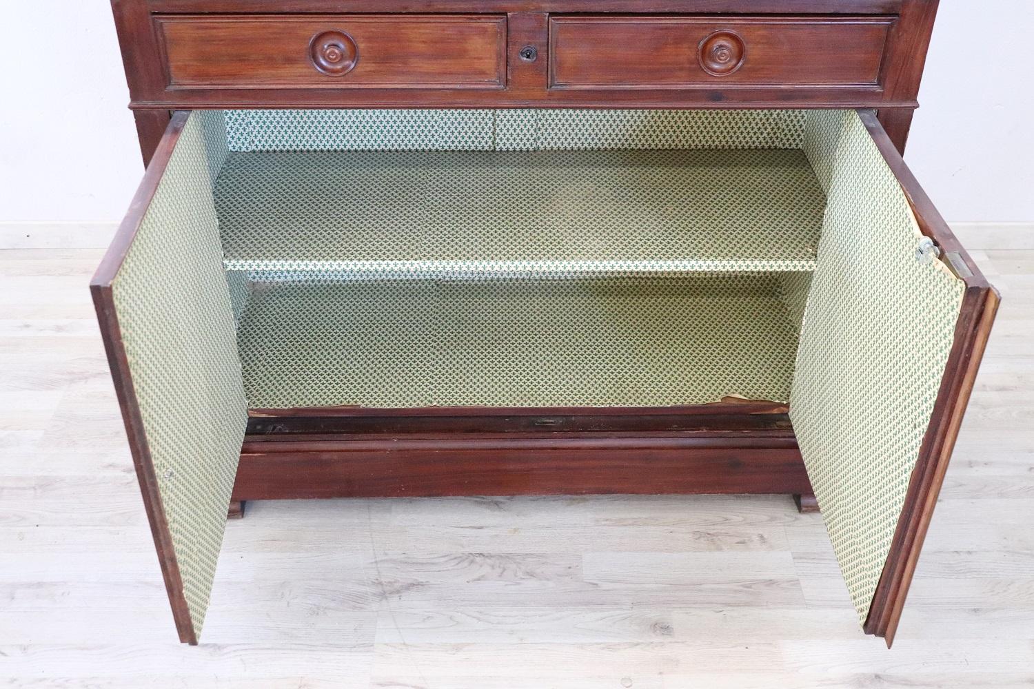 19th Century Italian Charles X Carved Mahogany Sideboard or Buffet For Sale 5