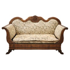 19th Century Italian Charles X Carved Walnut Antique Large Settee