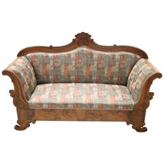 19th Century Italian Charles X Carved Walnut Antique Settee