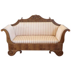 19th Century Italian Charles X Carved Walnut Sofa