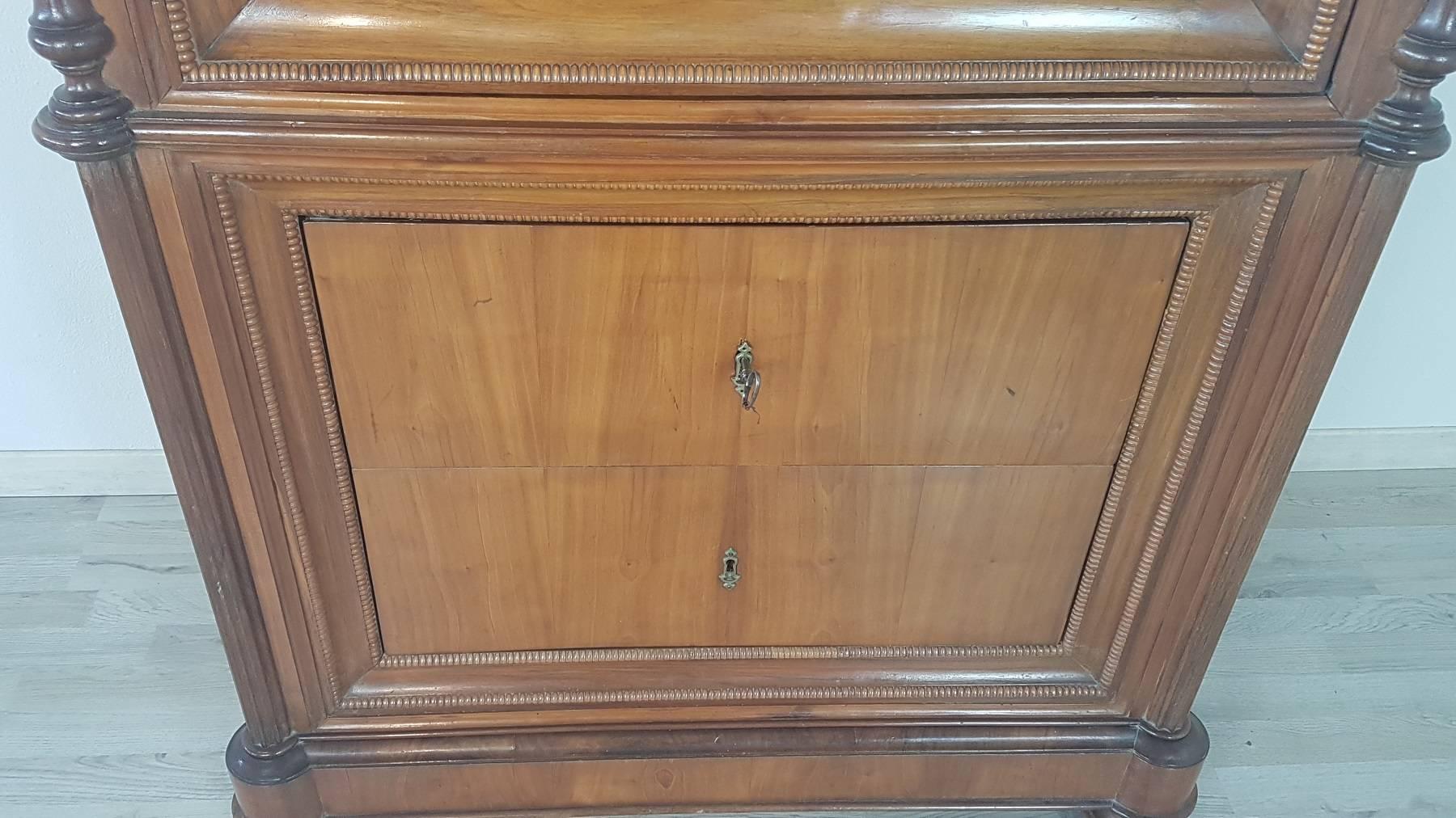Fabric 19th Century Italian Charles X Cherry Wood Cabinet