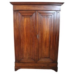 19th Century Italian Charles X Inlaid Walnut Used Wardrobe or Armoire