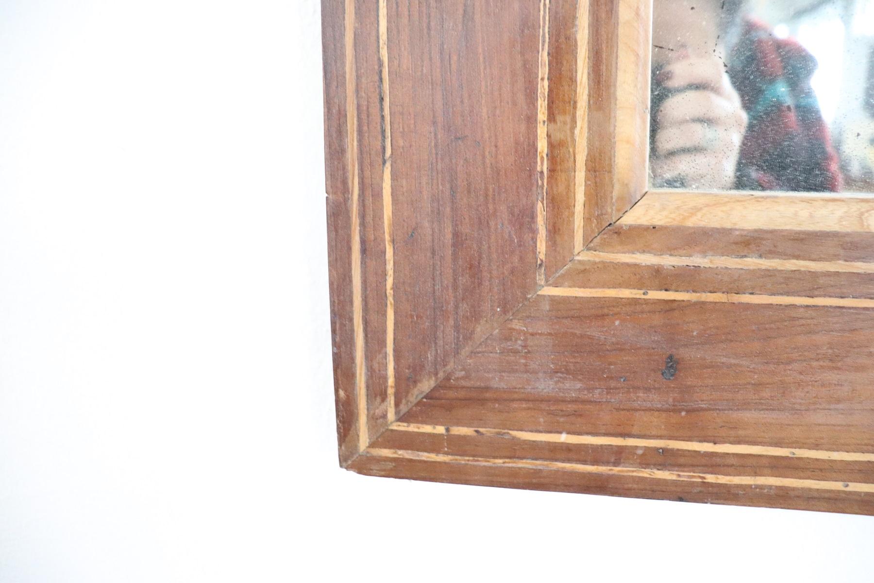 Early 19th Century 19th Century Italian Charles X Inlay Walnut Wall Mirror For Sale