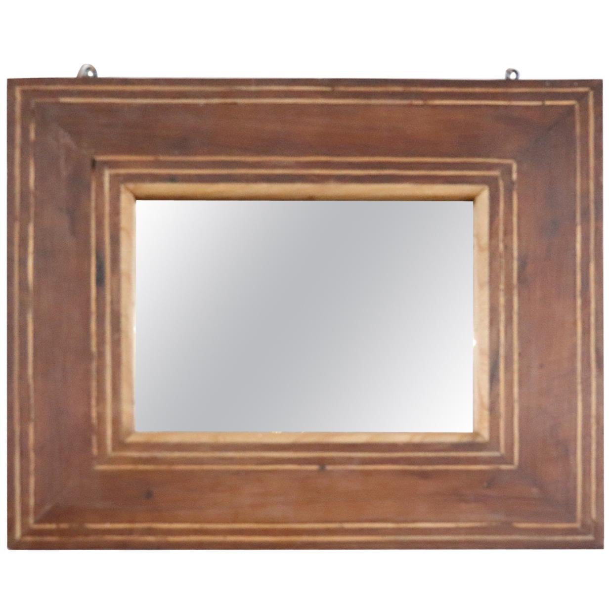 19th Century Italian Charles X Inlay Walnut Wall Mirror For Sale