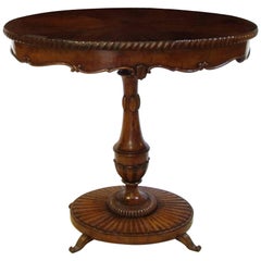 19th Century Italian Charles X Oval Centre Table in Solid Walnut and Briar Root