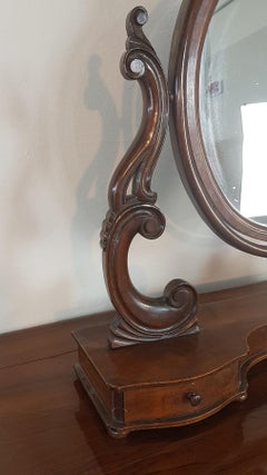 19th Century Italian Charles X Walnut Carved Dressing Table Mirror, 1830s