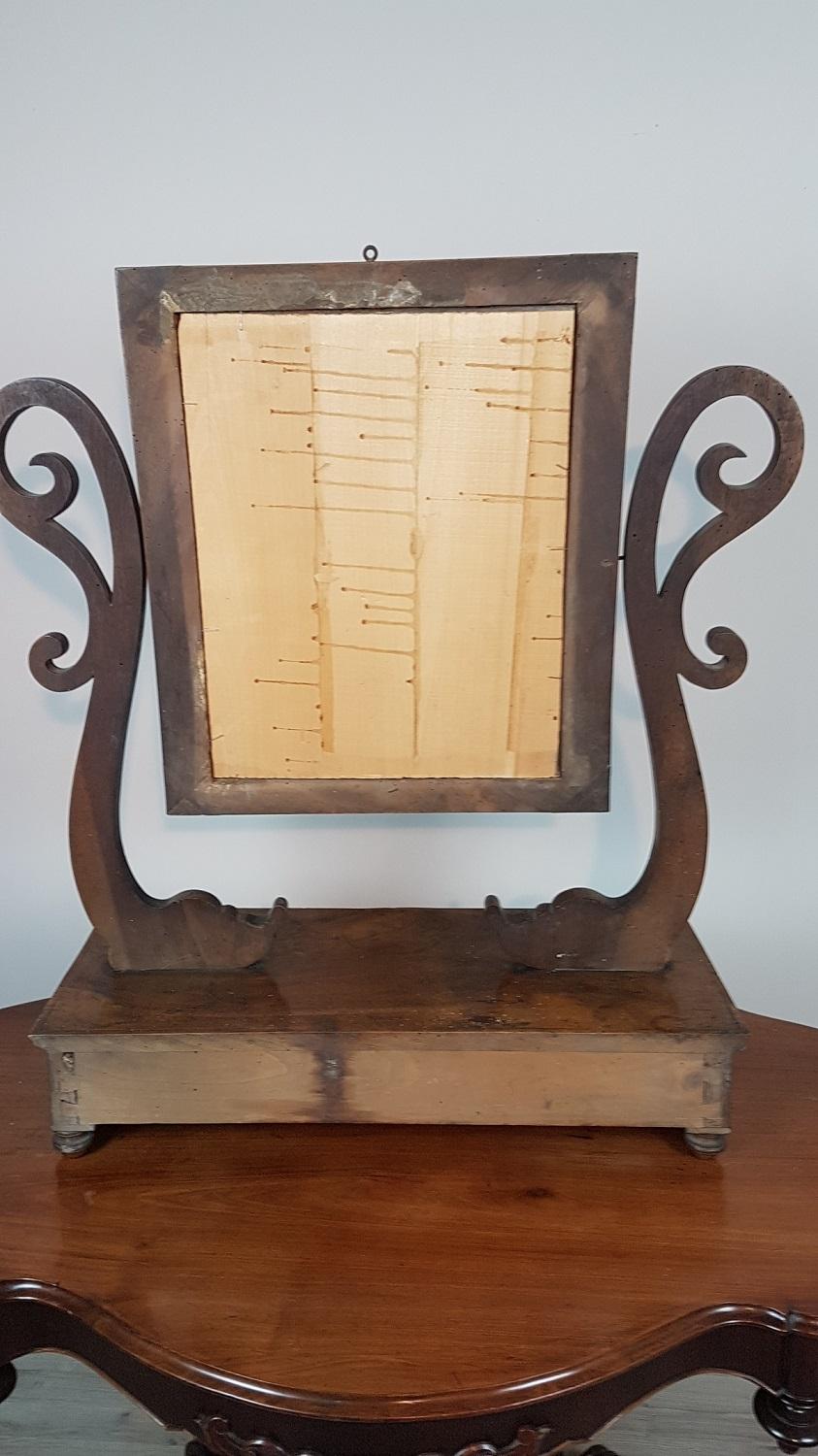 19th Century Italian Charles X Walnut Inlaid Dressing Table Mirror, 1830s 5