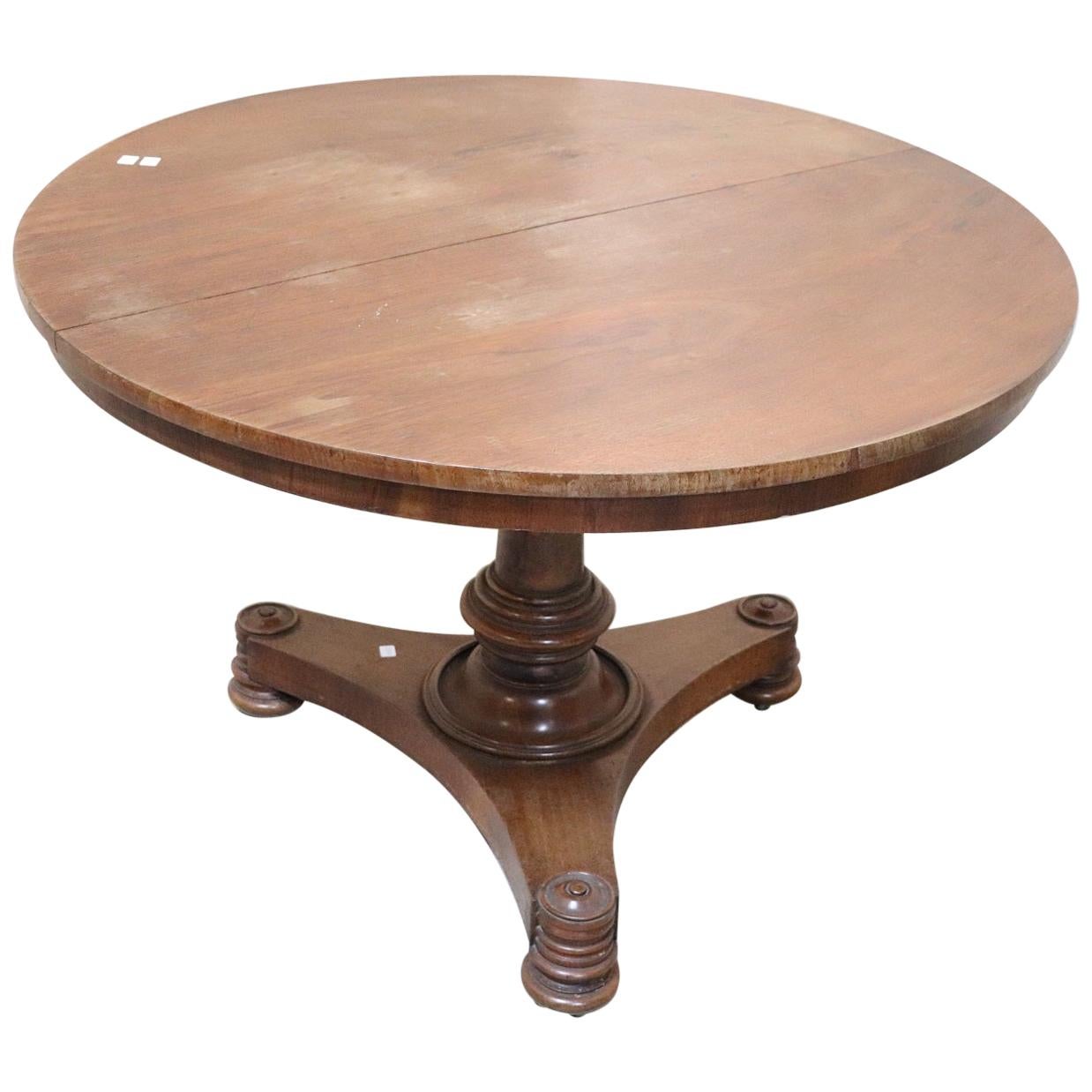19th Century Italian Charles X Walnut Round Center Table