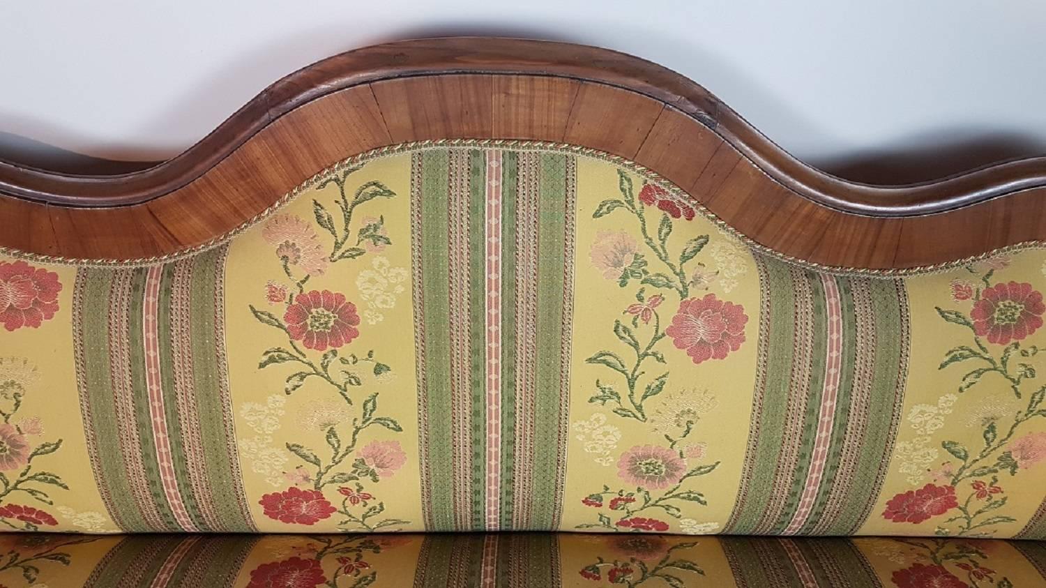 19th Century Italian Charles X Walnut Veneer Sofa 2