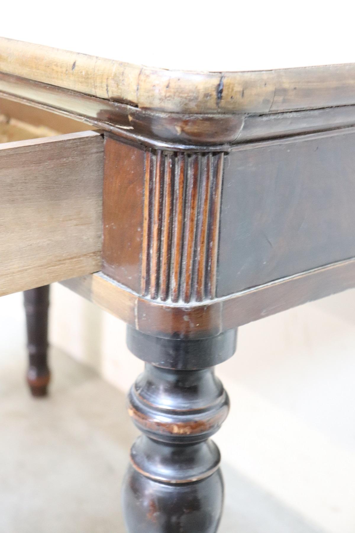 19th Century Italian Charles X Walnut Wood Antique Writing Desk 1