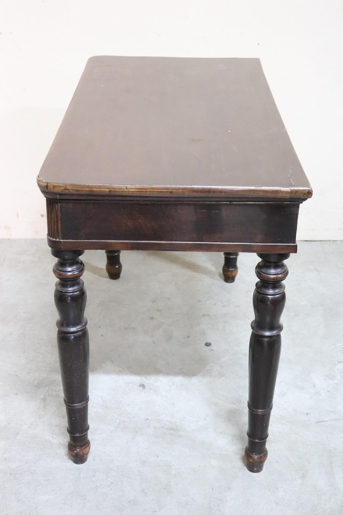 19th Century Italian Charles X Walnut Wood Antique Writing Desk 4