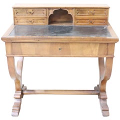 19th Century Italian Charles X Walnut Wood Writing Desk