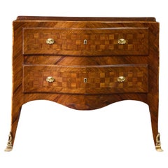 19th Century Italian Checkerboard Marquetry Two Drawer Commode