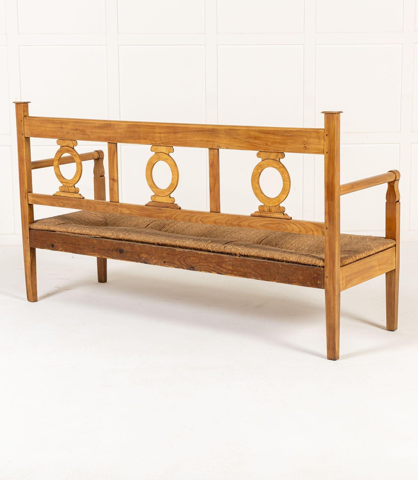 19th Century Italian Cherrywood Rush Seat Bench In Excellent Condition For Sale In Gloucestershire, GB