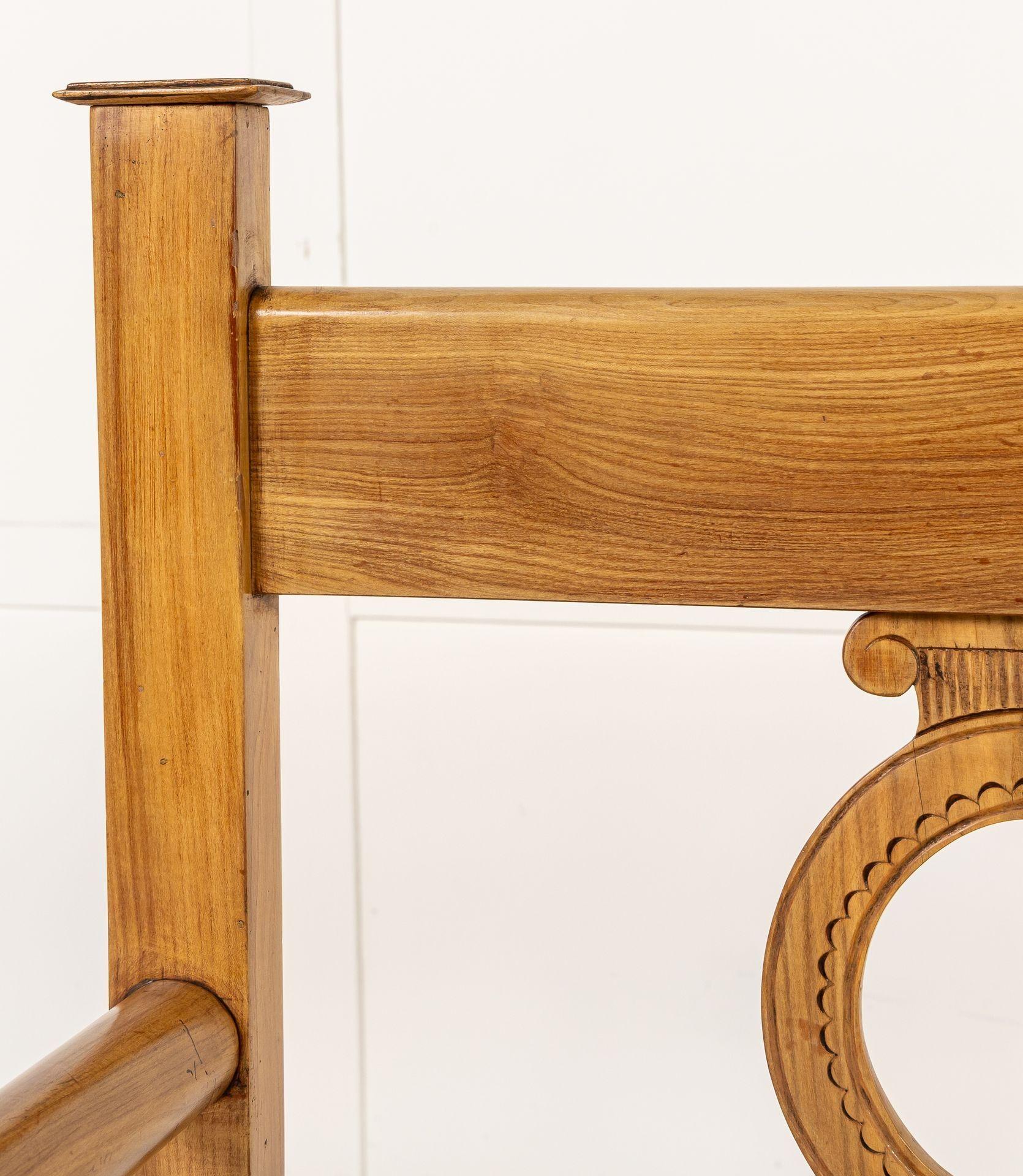 19th Century Italian Cherrywood Rush Seat Bench For Sale 1
