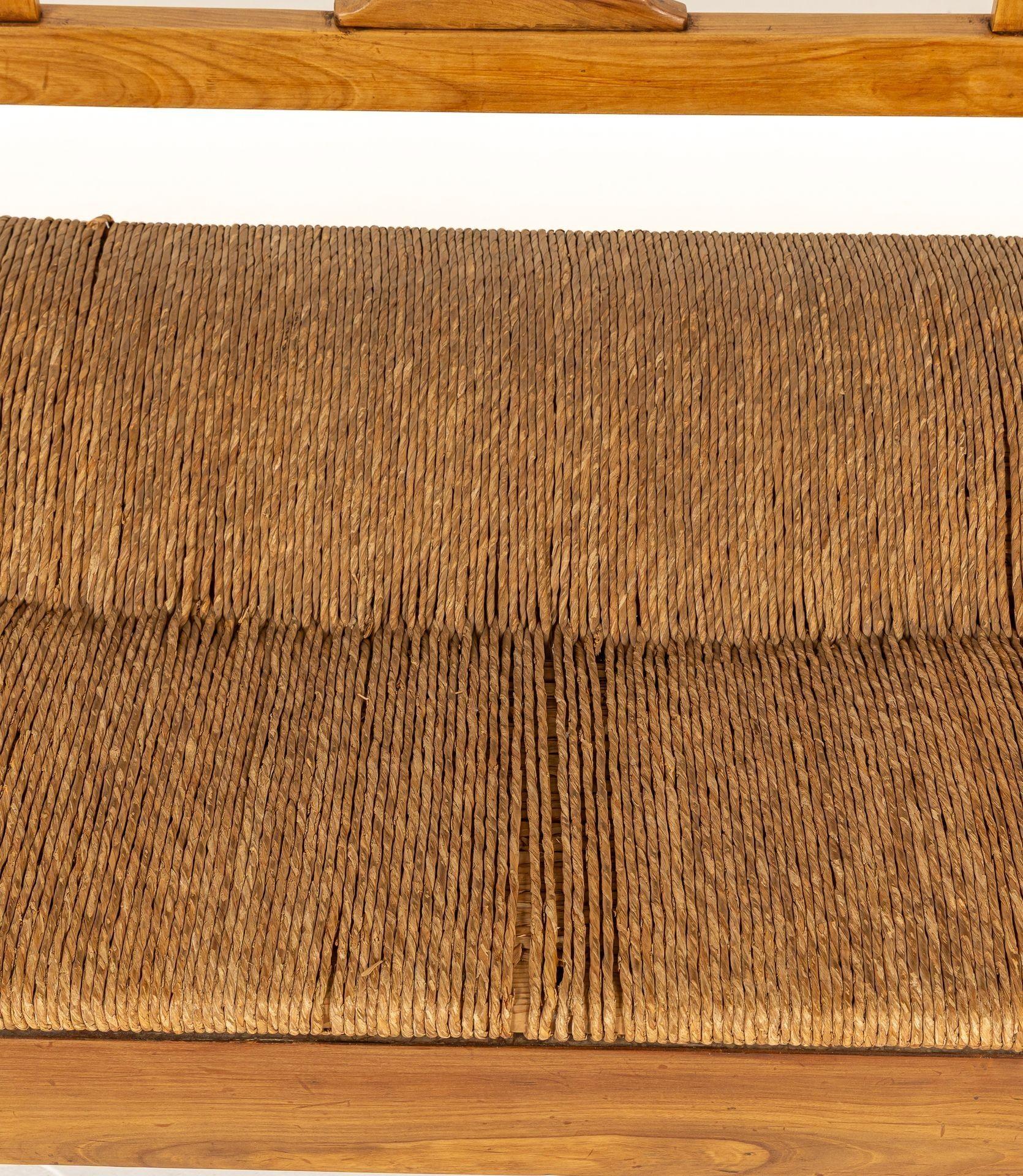 19th Century Italian Cherrywood Rush Seat Bench For Sale 2