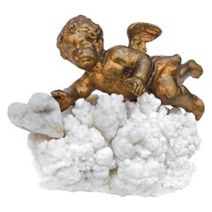 19th Century Italian Cherub Mounted on Aragonite with a Chalcedony Heart