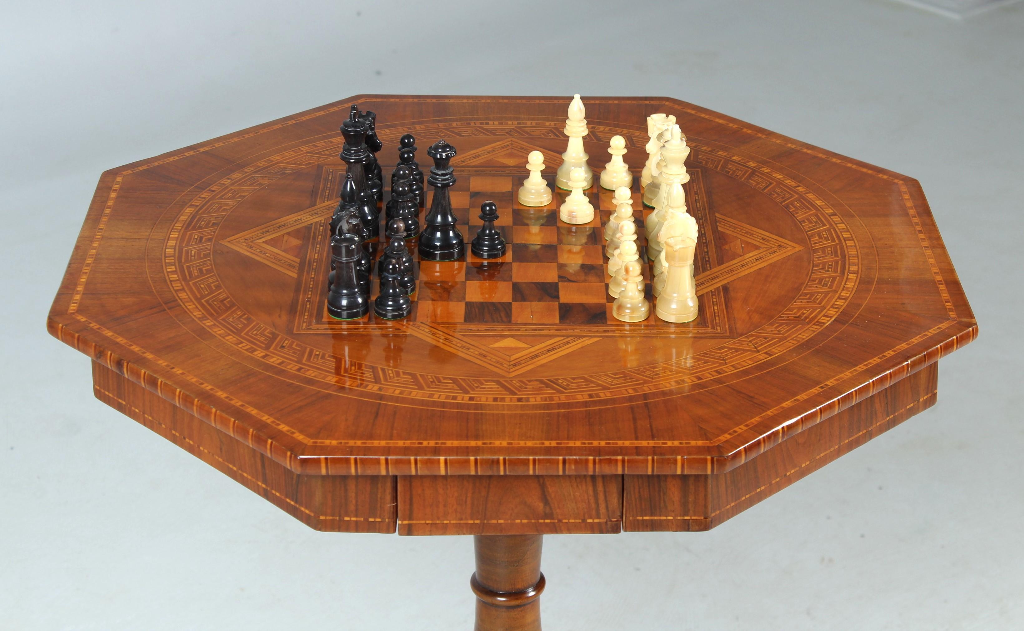 Maple 19th Century Italian Chess Table with Rich Marquetry