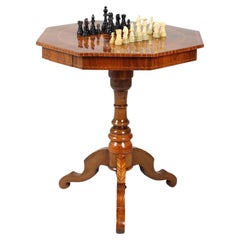 19th Century Italian Chess Table with Rich Marquetry