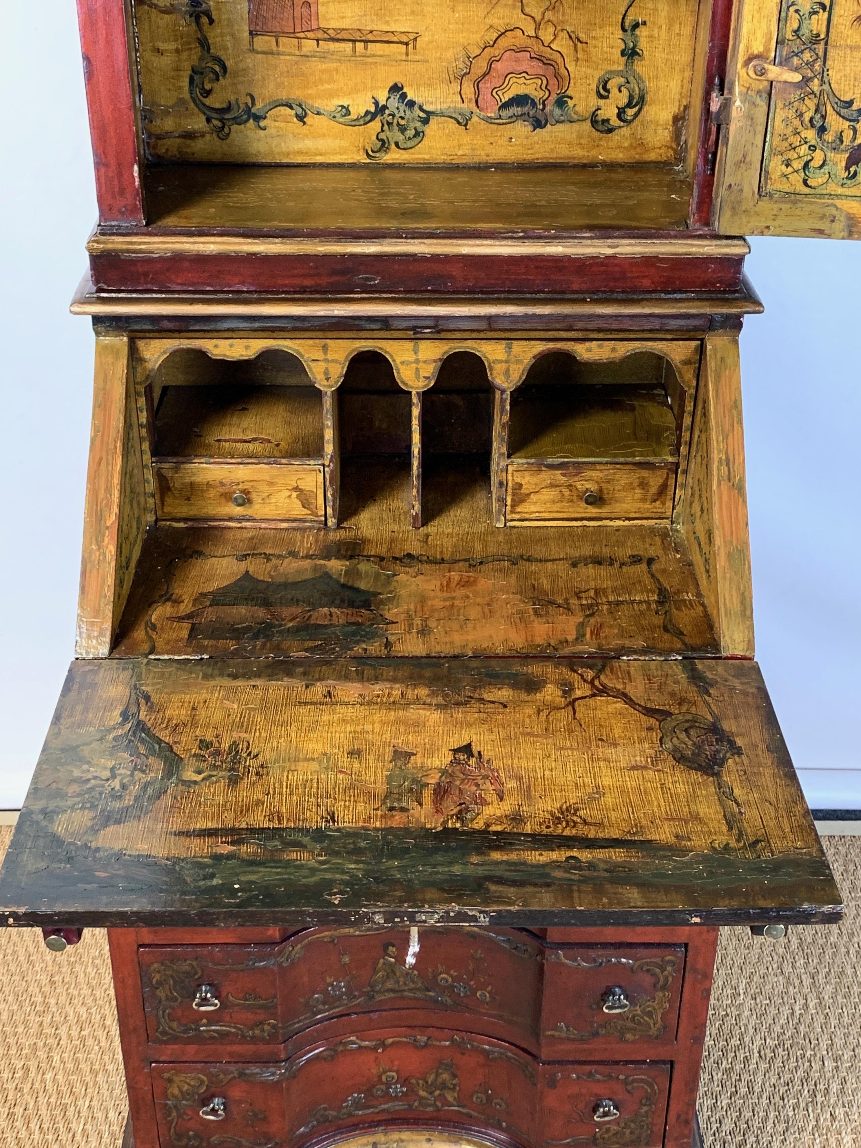 19th Century Italian Chinoiserie Decorated Secretary Desk 2