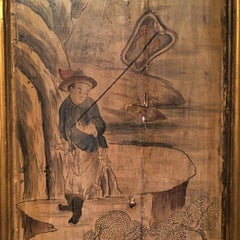 19th Century, Italian Chinoiserie Painted Napoleon III Wardrobe