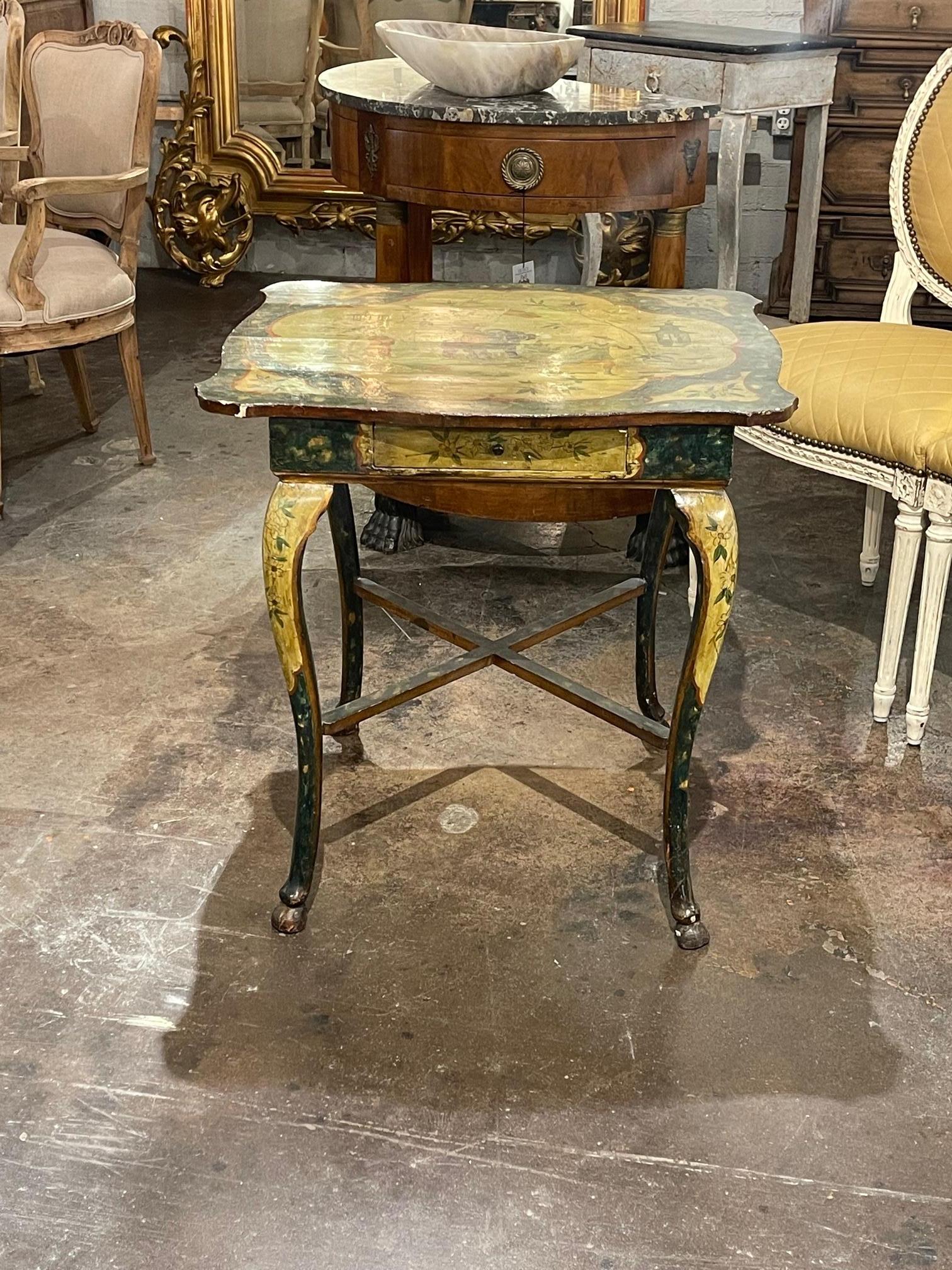 Hand-Painted 19th Century Italian Chinoiserie Painted Side Table For Sale