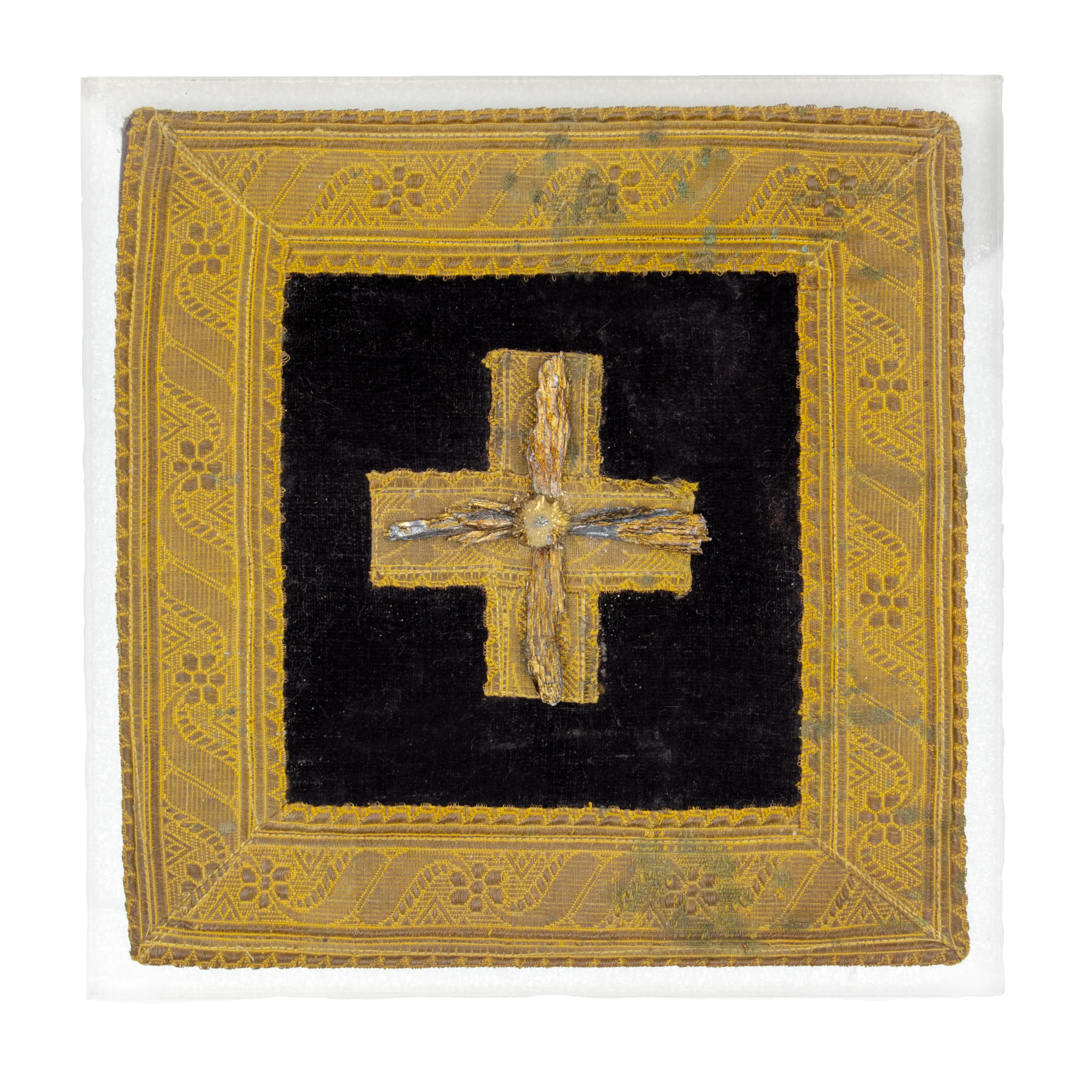 19th Century Italian Church Offertory Bag in Black with Gold Ecclesiastical Trim In Good Condition For Sale In Dublin, Dalkey