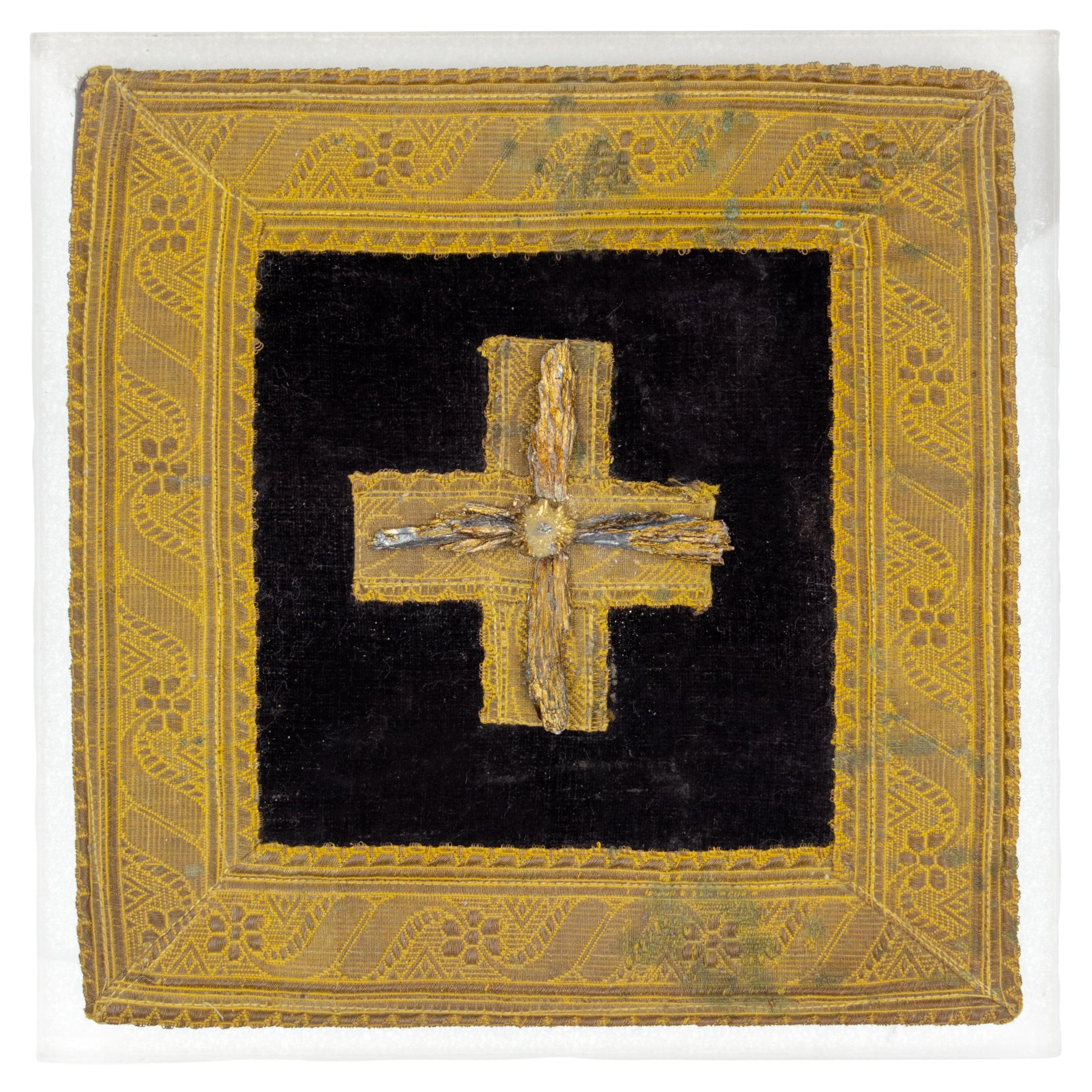 Borsa da chiesa italiana del XIX secolo in nero con decorazioni ecclesiastiche in oro