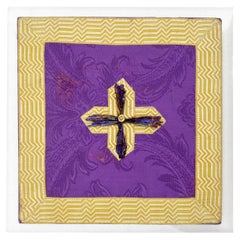 Borsa da chiesa italiana del XIX secolo in viola con decorazioni ecclesiastiche