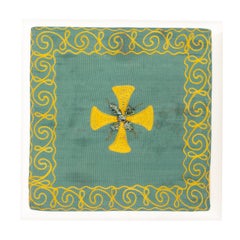 Italienische Kirchenwagentasche des 19. Jahrhunderts in Teal mit kirchlicher Dreifaltigkeit