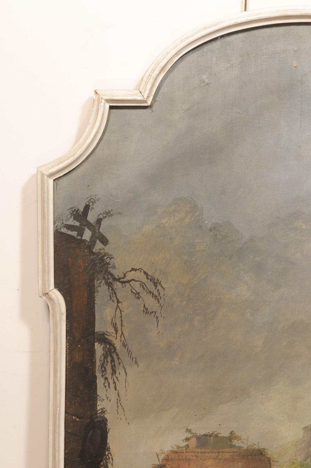 Huile sur toile italienne du 19ème siècle, paysage dans un cadre en vente 3