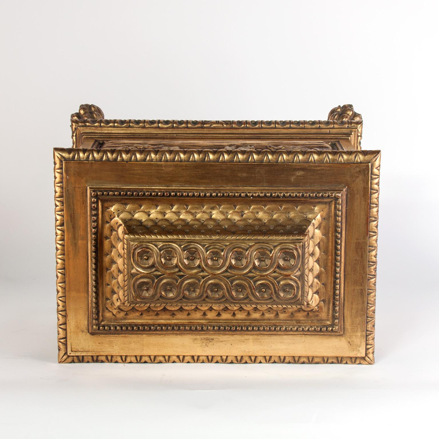 19th Century Italian 19th C. polychromed Wooden Casket. For Sale