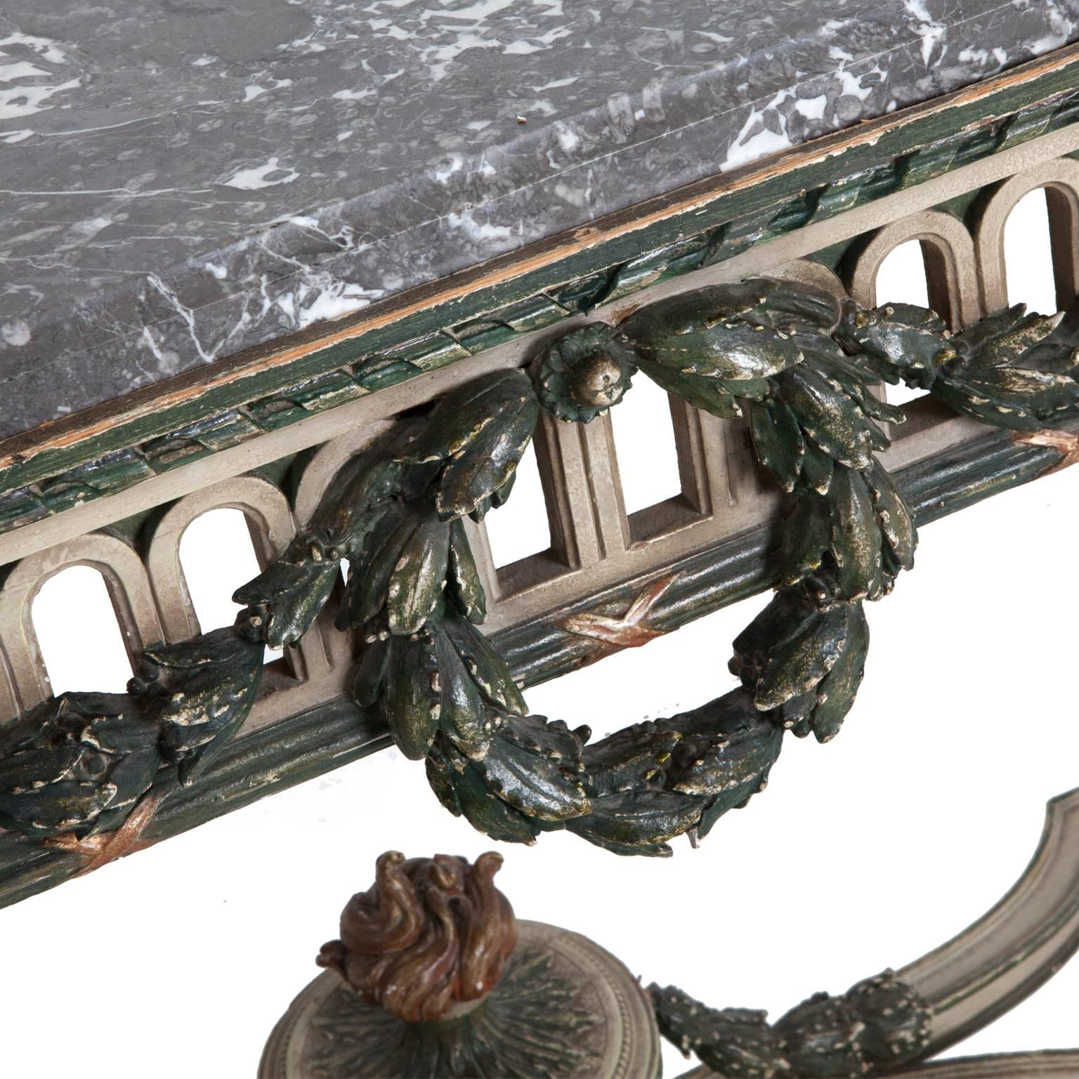 Hand-Carved 19th Century Italian Console Table For Sale