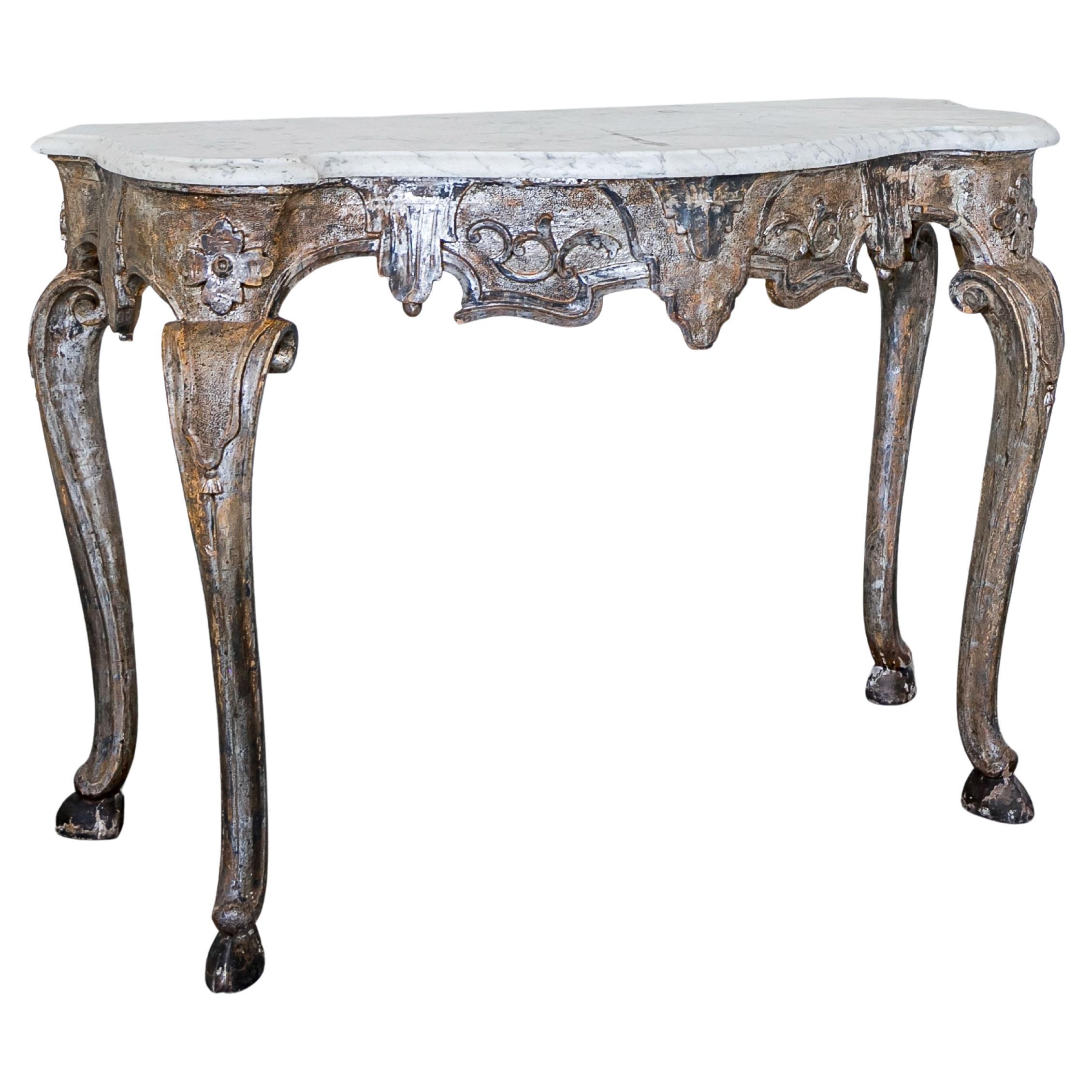 Console italiana del XIX secolo con piano in marmo