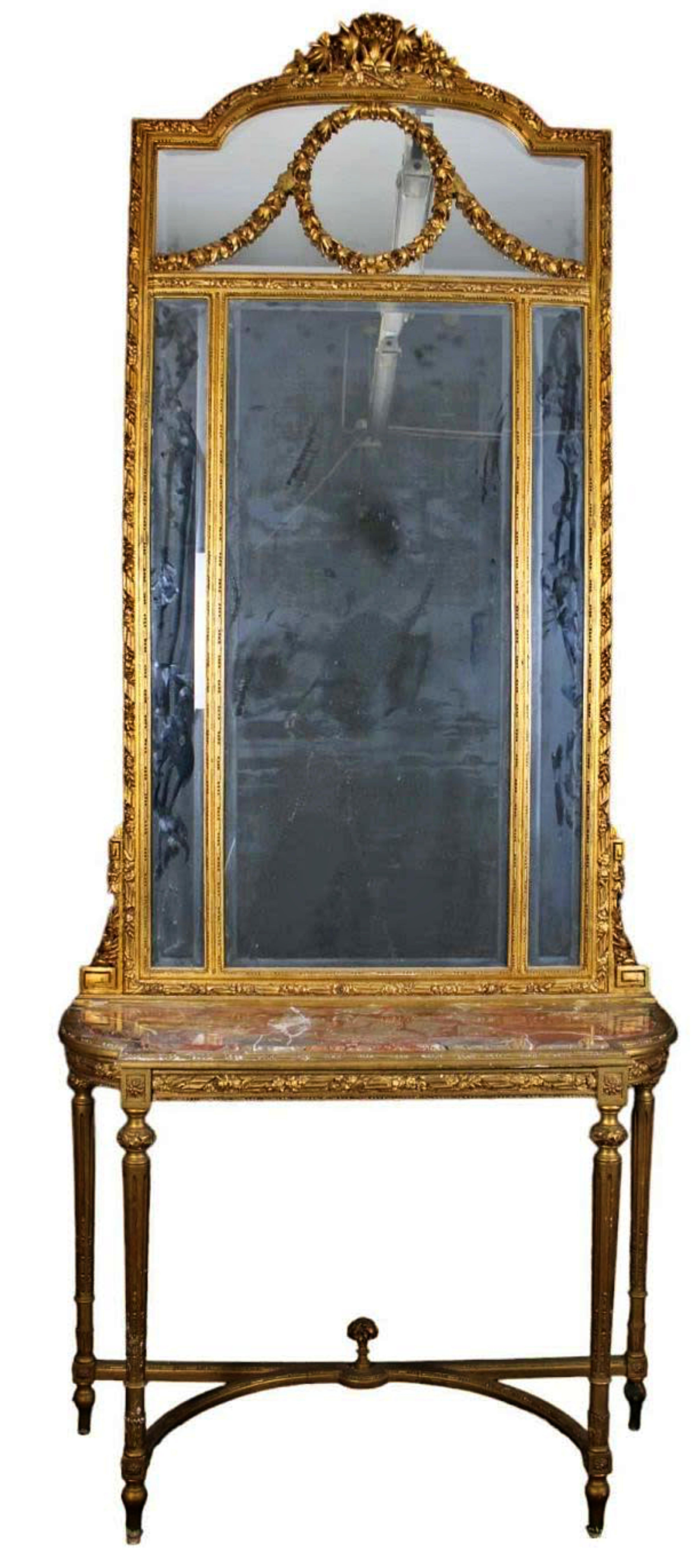 Fait main CONSOLE italienne du 19ème siècle avec miroir en vente