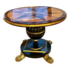 Mesa de centro, auxiliar o de cartas continental italiana del siglo XIX, pies de bronce