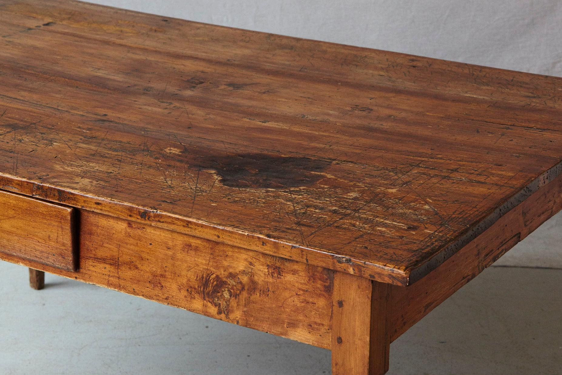 19th Century Italian Country Pine Farm Table with Drawer 7