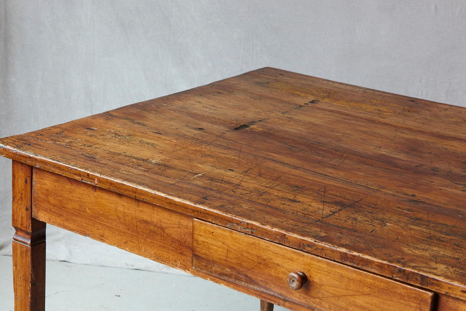 19th Century Italian Country Pine Farm Table with Drawer 8