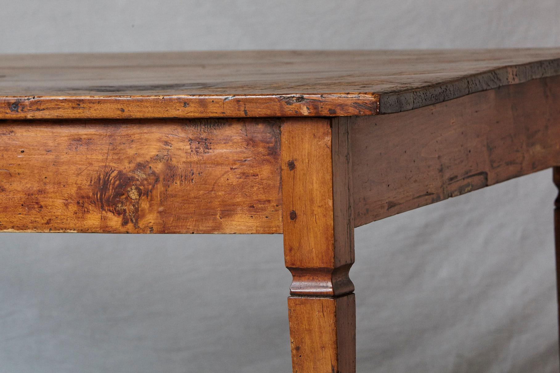 19th Century Italian Country Pine Farm Table with Drawer 9