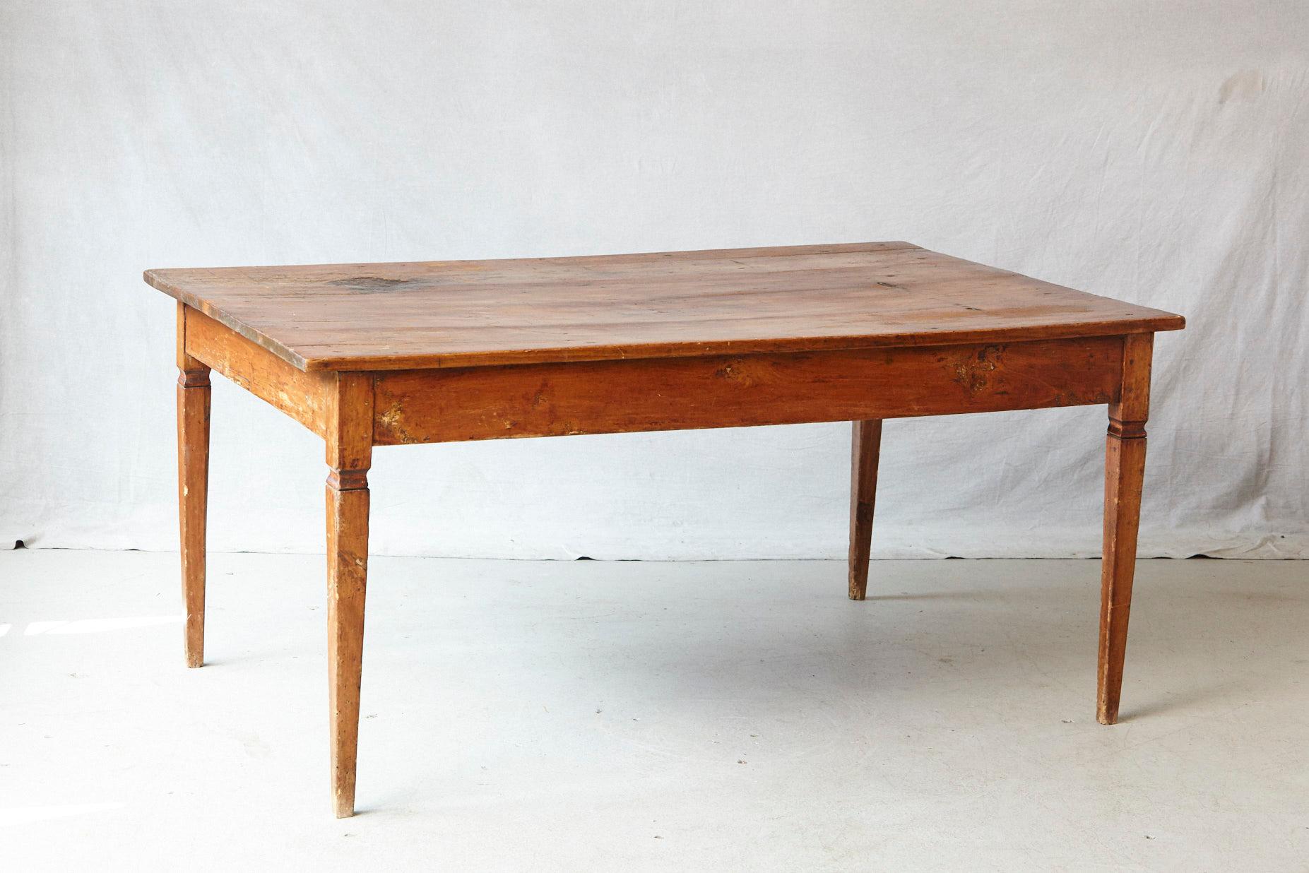 19th Century Italian Country Pine Farm Table with Drawer 2