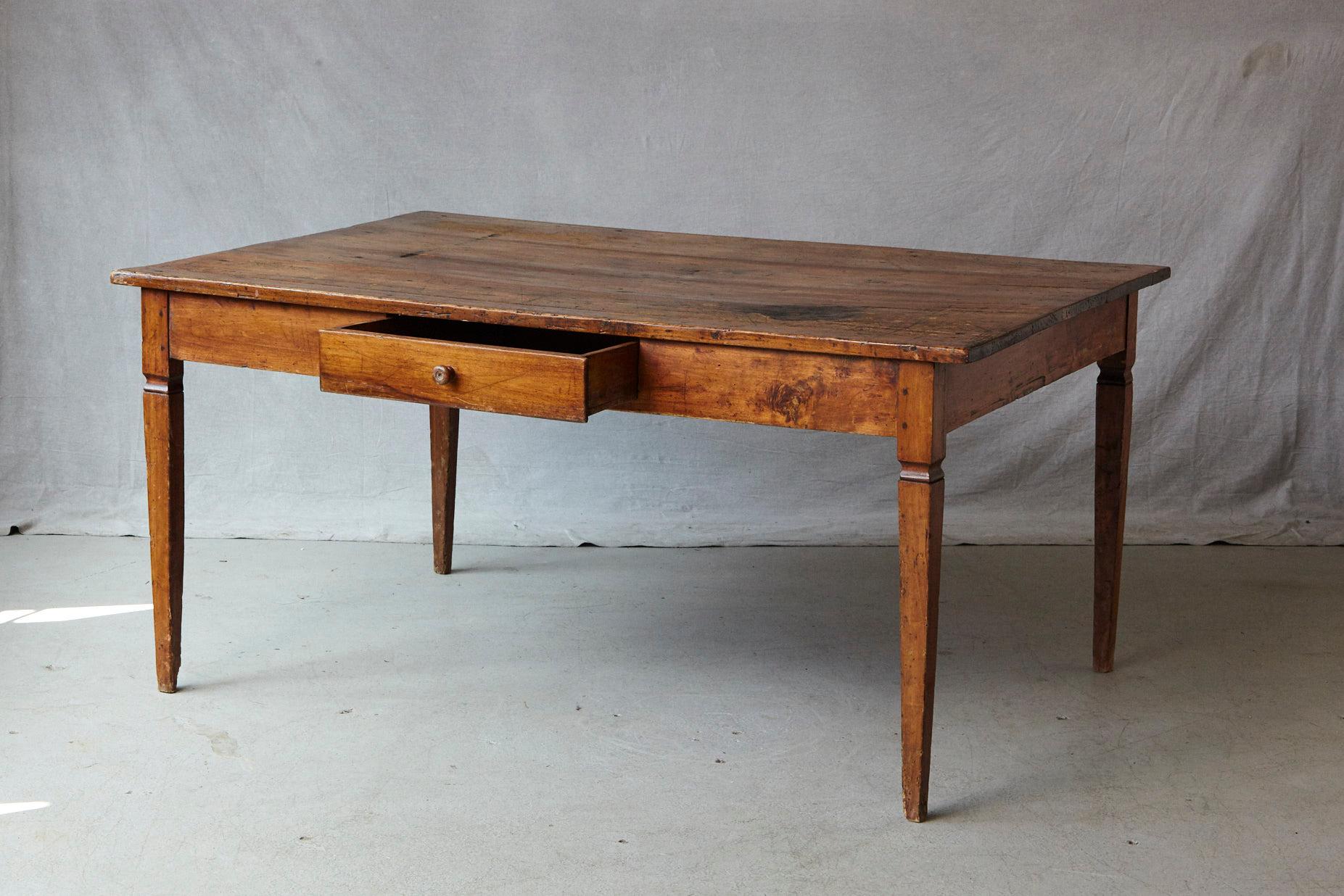 19th Century Italian Country Pine Farm Table with Drawer 4