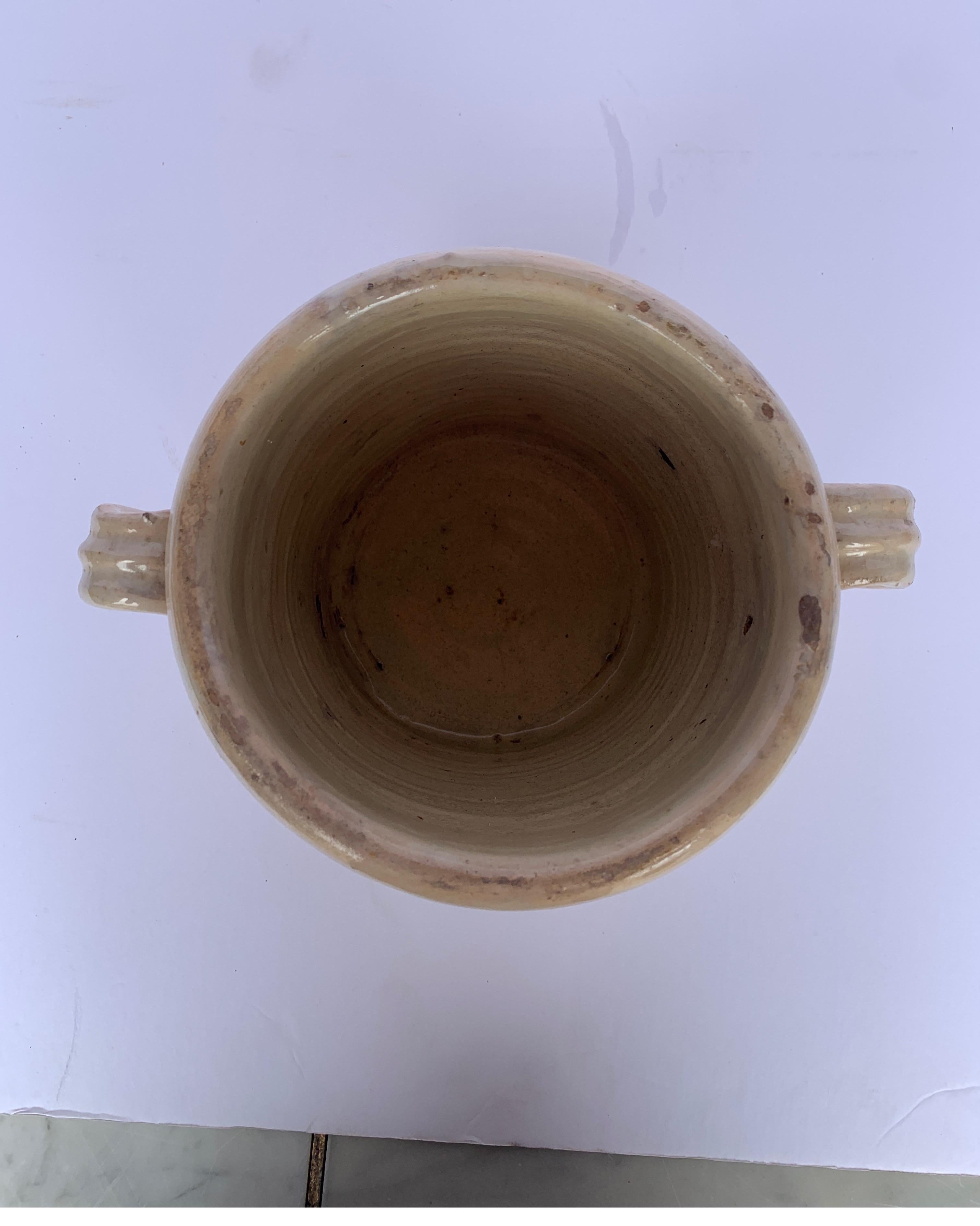 Fired 19th Century Italian Cream Jar With Handles